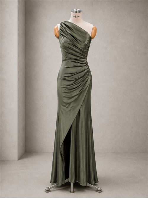abito monospalla drappeggio G FOR GIULSIE | LUX043OLIVA